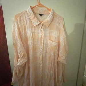 Torrid Peach and White Plaid Shirt